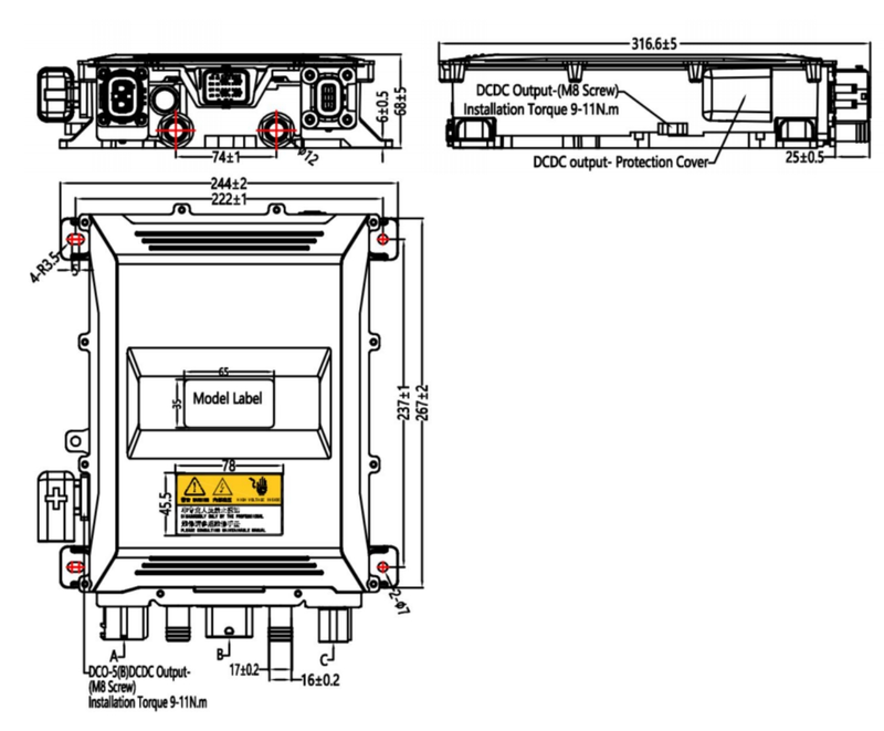 312 V 10 A 2-in-1-Kombi-Ladegerät 3,3 kW OBC + 1,5 kW 14 V DCDC 