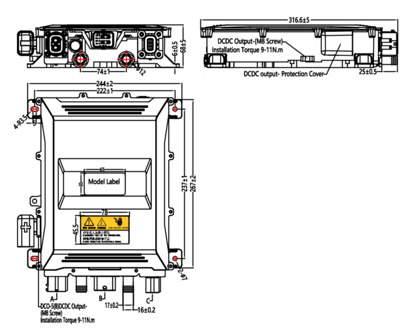 312 V 10 A 2-in-1-Kombi-Ladegerät 3,3 kW OBC + 1,5 kW 14 V DCDC 